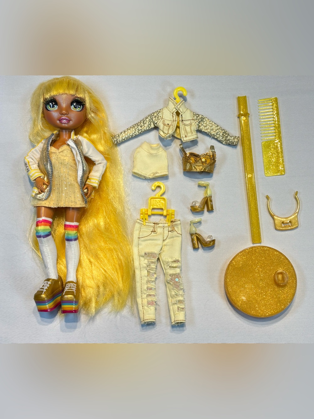 Yellow Fashion Doll with Gold Accessories - Kids Toys Dolls & Accessories